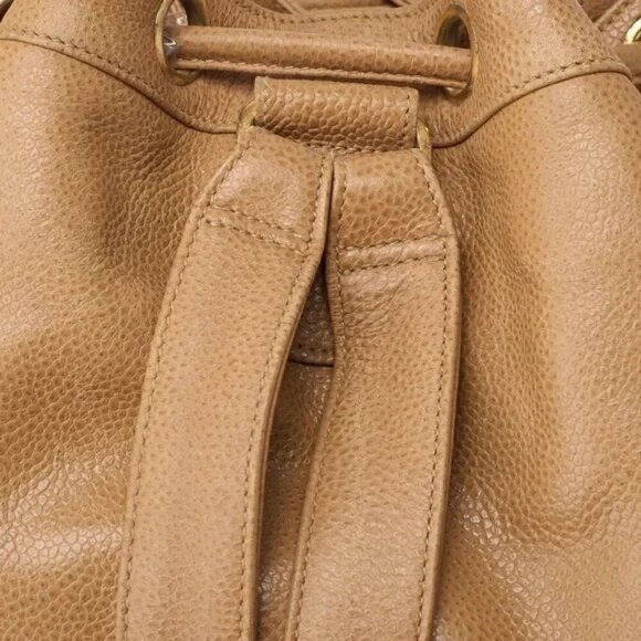 Authentic CHANEL vintage beige brown caviar bucket with pouch - Picture 6 of 13